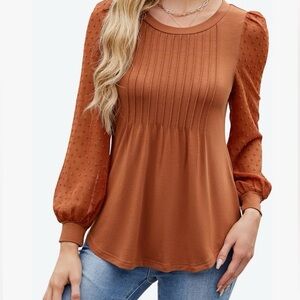 Long Sleeved Top with Sheer Sleeves